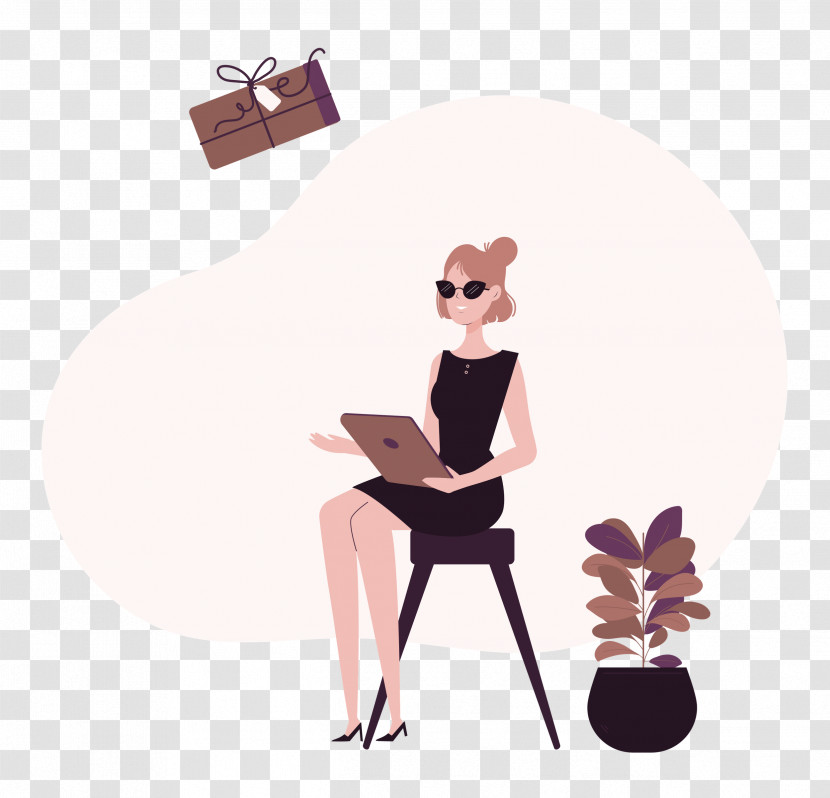 Human Cartoon Behavior Sitting Pink M Transparent PNG