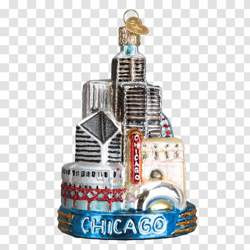 Chicago Christmas Ornament Santa Claus World - Beautifully Hand Painted Architectural Monuments Transparent PNG