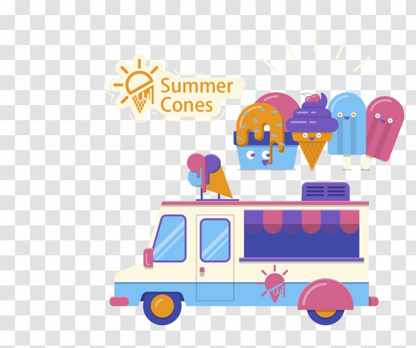 Ice Cream Van Cartoon - Car Transparent PNG