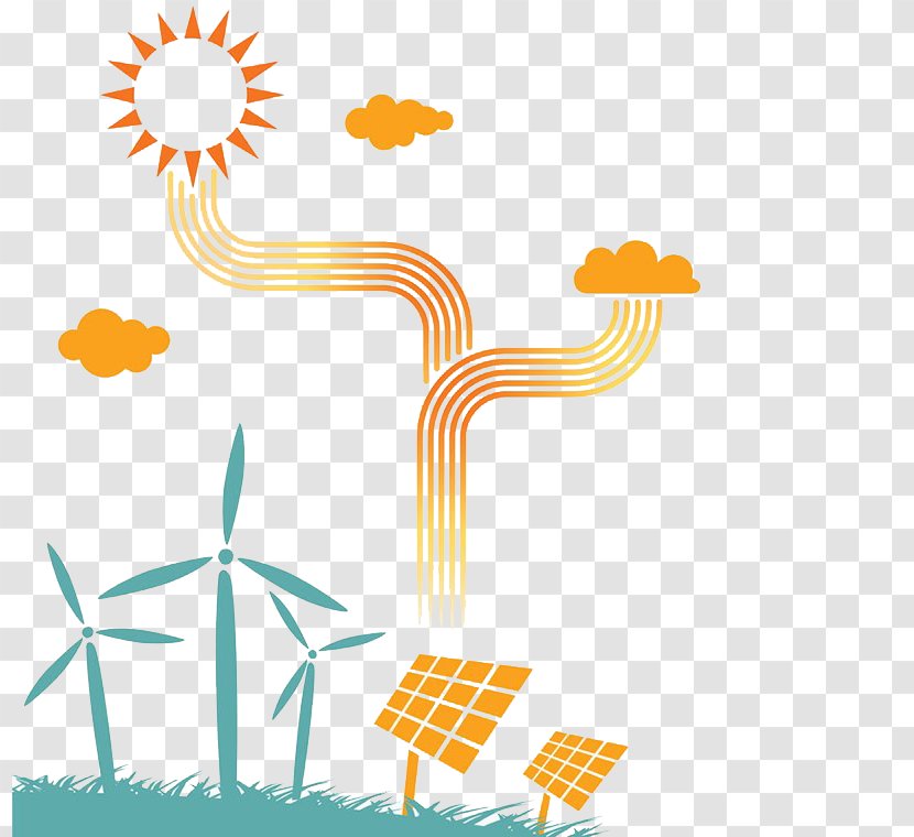 Environmental Protection Pollution Low-carbon Economy Illustration - Border - Hand Painted Wind Energy Solar Transparent PNG