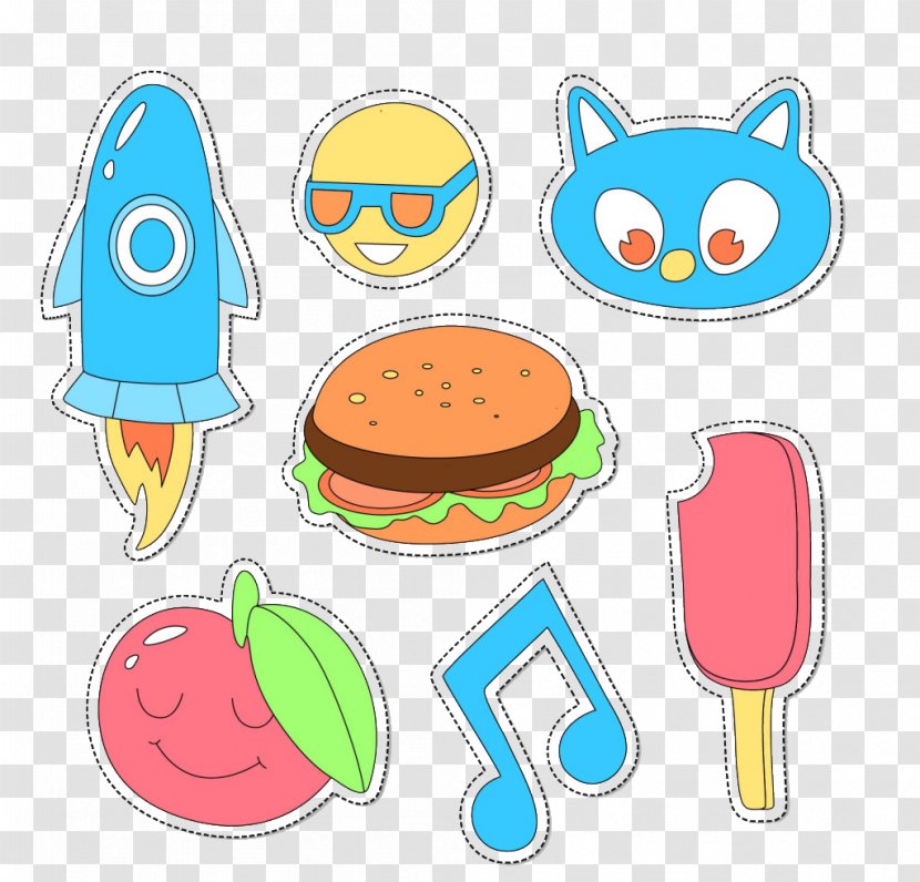 Paper Hamburger Sticker Clip Art - Baby Toys - Cute Cartoon Material Transparent PNG