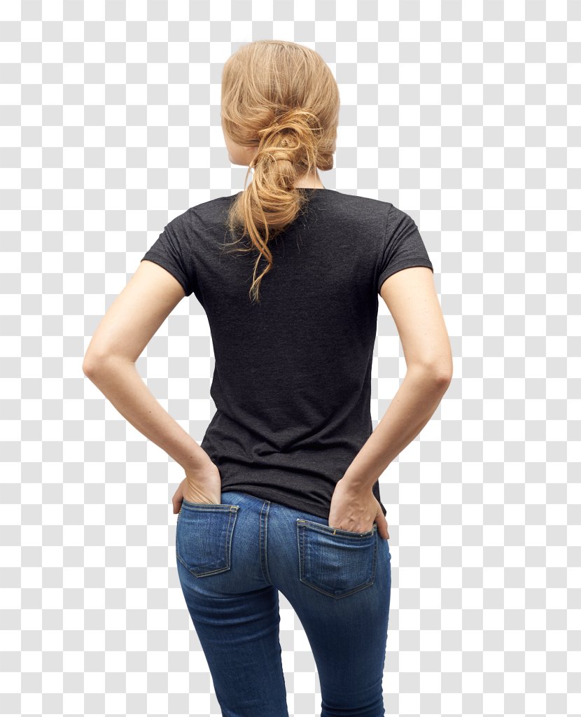 T-shirt Shoulder Sleeve Jeans - Shirt Back Transparent PNG