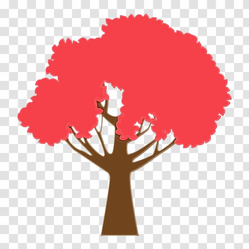 Red Tree Plant Logo Silhouette Transparent PNG