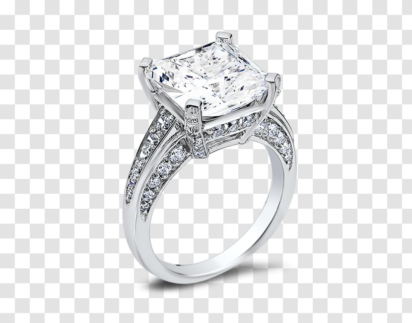 Wedding Ring Gold Princess Cut Cubic Zirconia - Diamond Transparent PNG