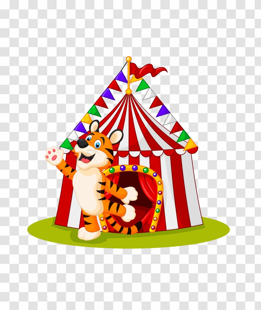 Clown Circus Cartoon Illustration - Party Hat - Tigers And Tent Vector Material Transparent PNG