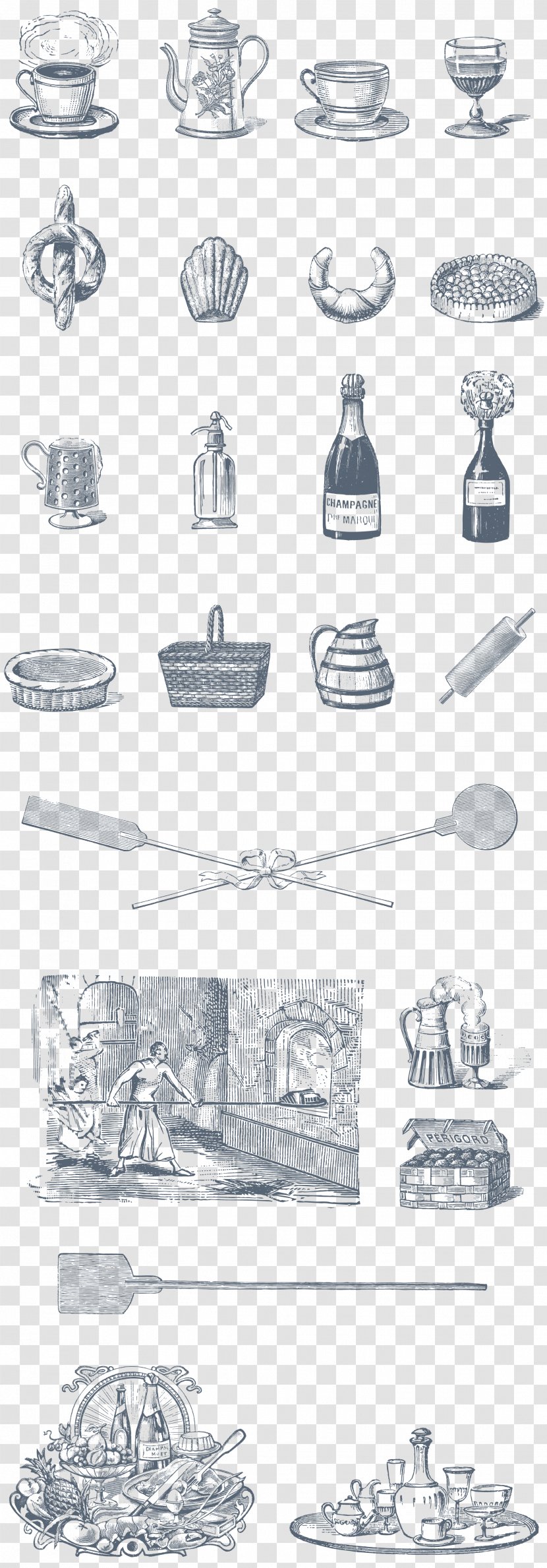 Drawing Food Art - Black And White - Essential Vector Transparent PNG