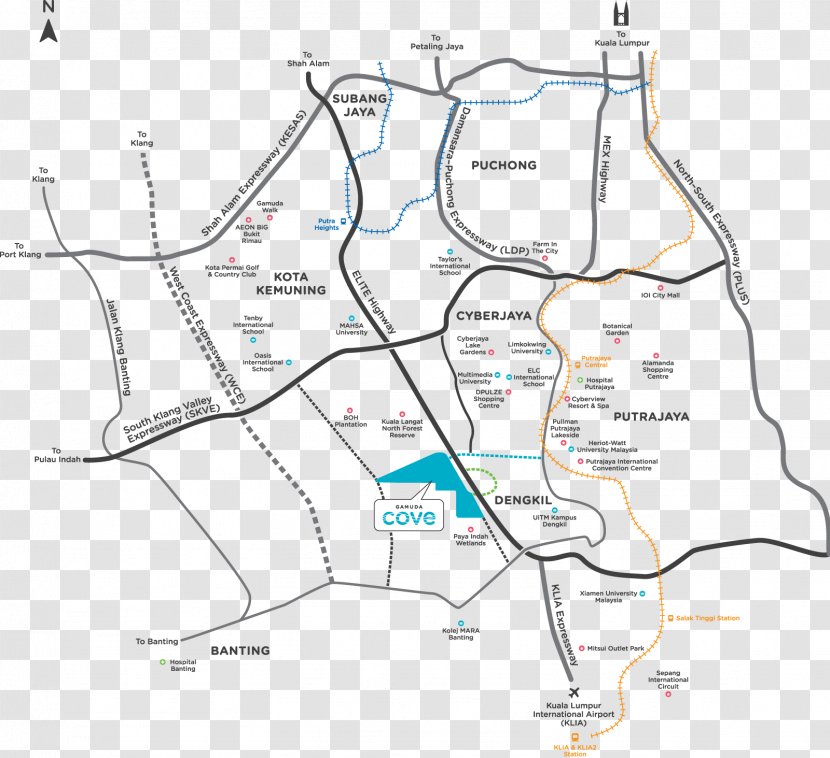 Cyberjaya Putrajaya Kuala Lumpur International Airport South Klang Valley Expressway North–South Central Link - Land Lot - Map Transparent PNG
