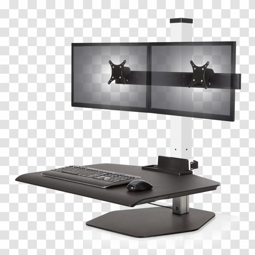 Sit-stand Desk Multi-monitor Standing Hewlett-Packard Monitor Mount - Hewlett-packard Transparent PNG