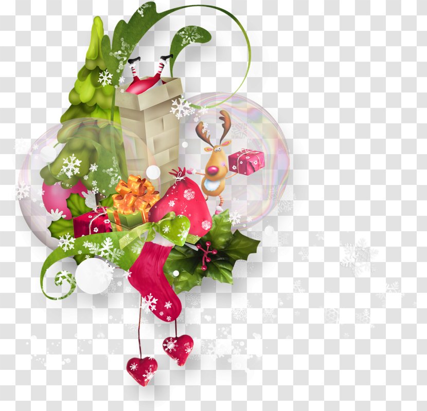 Ded Moroz Christmas New Year Gift - Floral Design Transparent PNG