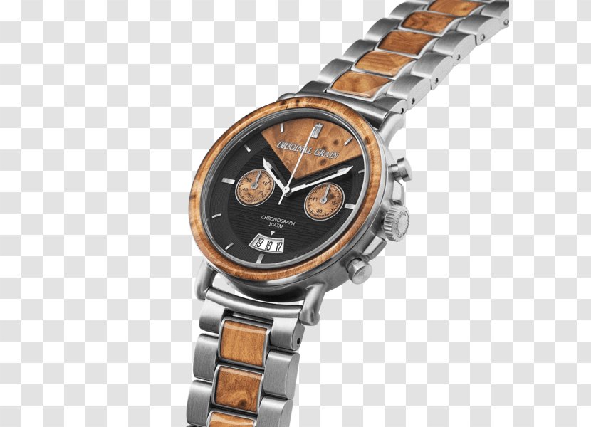 Original Grain Watches Alterra Chronograph The Barrel Clock - Strap - Burl Wood Transparent PNG