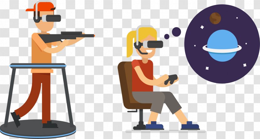 Virtual Reality Head-mounted Display - Job - Men And Women With The Shooting Game Transparent PNG
