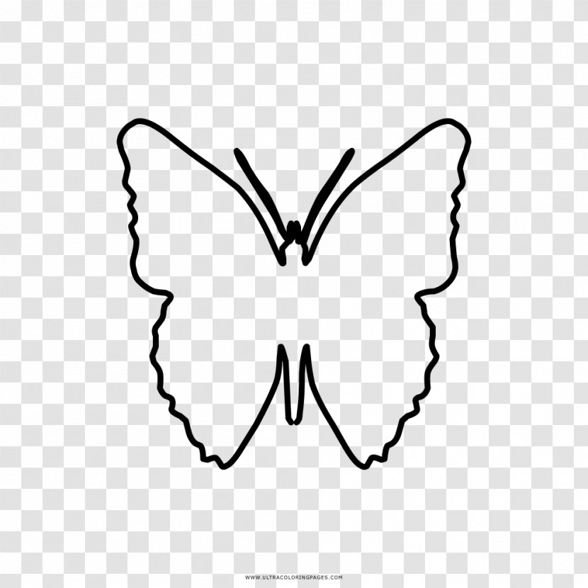 Monarch Butterfly Black And White Drawing Coloring Book - Heart Transparent PNG