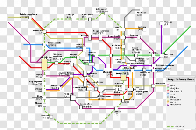 Tokyo Subway Rapid Transit London Underground Map - Commuter Station Transparent PNG