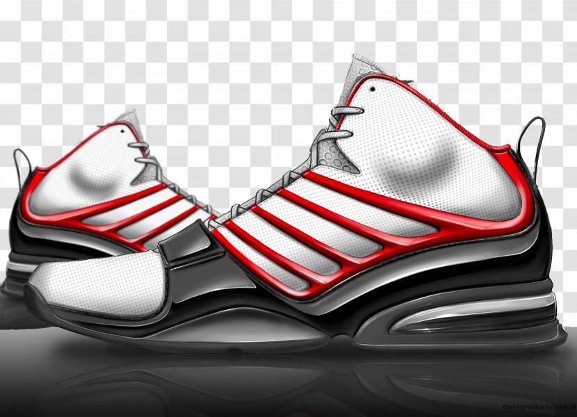 Shoe Rendering Footwear Nike Sneakers - Cross Training - Red Striped Hand-painted Basketball Shoes Transparent PNG