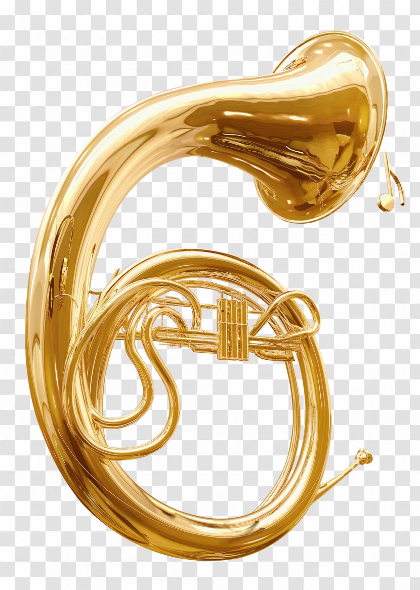 Wind Instrument Mellophone Musical Brass - Heart - Golden Transparent PNG