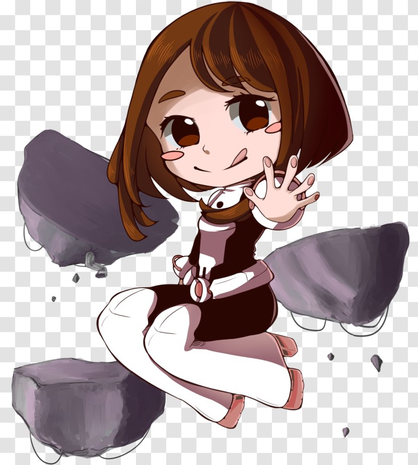 Black Hair Brown Cartoon - Tree - Uraraka Transparent PNG