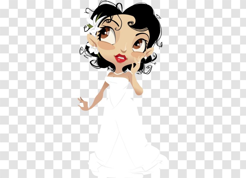 Drawing Bride Black Hair - Tree - Groom Transparent PNG