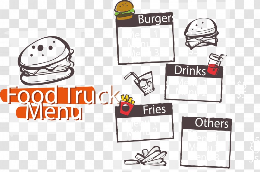 Hamburger Button Fast Food Salisbury Steak French Fries - Hand Painted Snack Menu Transparent PNG