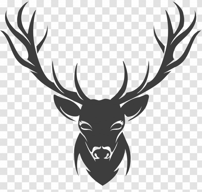 Deer Stencil Drawing - Monochrome Photography - Horns Transparent PNG