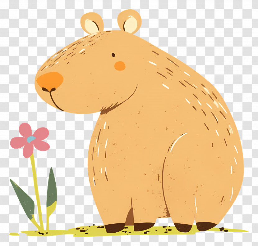 Capybara And Flower - Cute Capybara With Flower Transparent PNG
