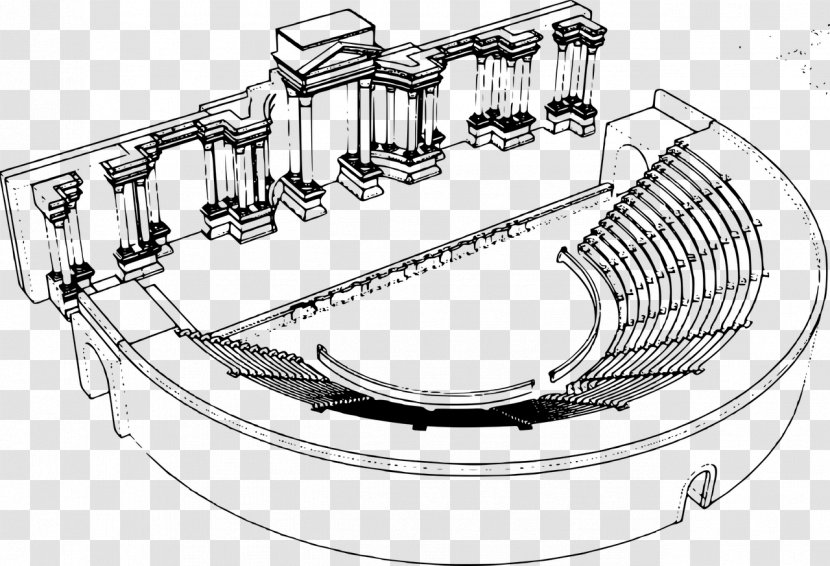 Drawing Roman Theatre At Palmyra Theater - Ancient Architecture - Curtain Transparent PNG