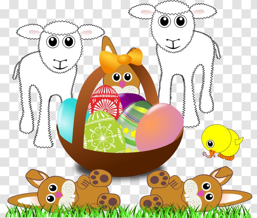 Easter Bunny Egg Basket Clip Art - Artwork - Cartoon Pictures Transparent PNG