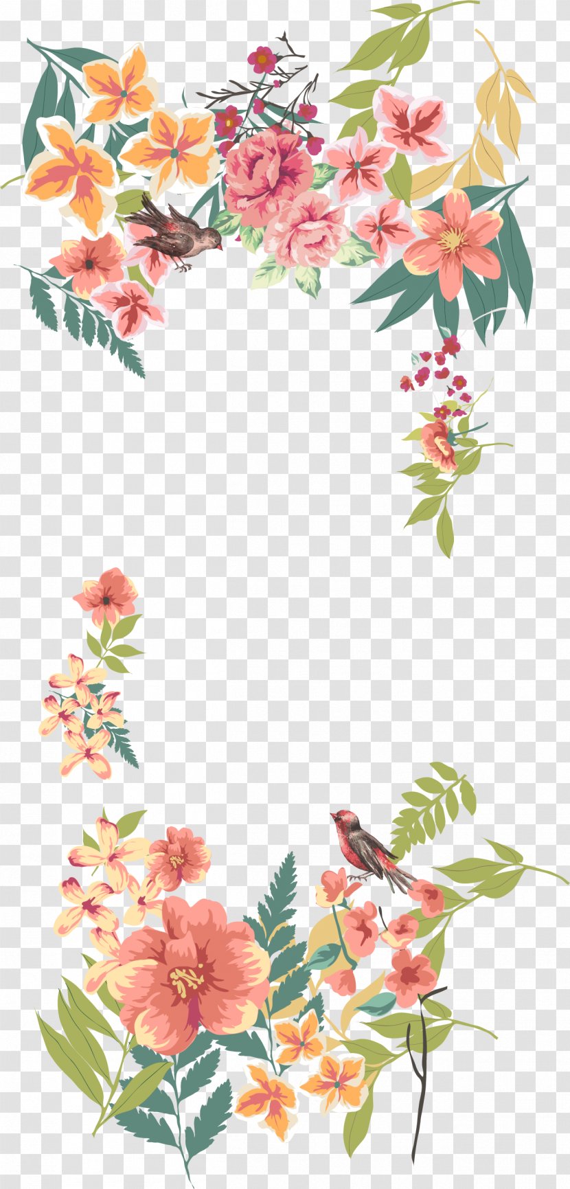 Flower Euclidean Vector Floral Design - If We - Hand Painted Borders Transparent PNG