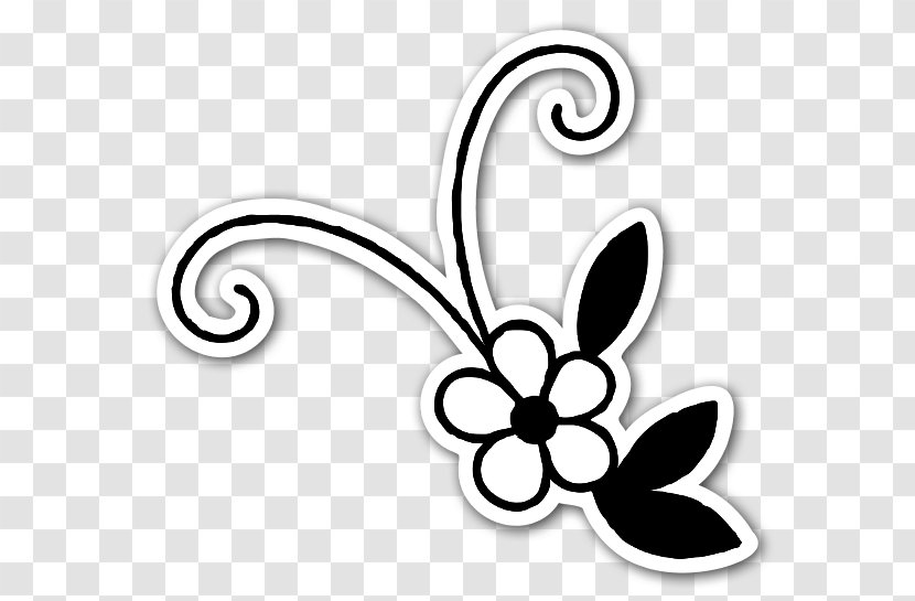 Butterfly Flower Black And White - Ornaments Transparent PNG