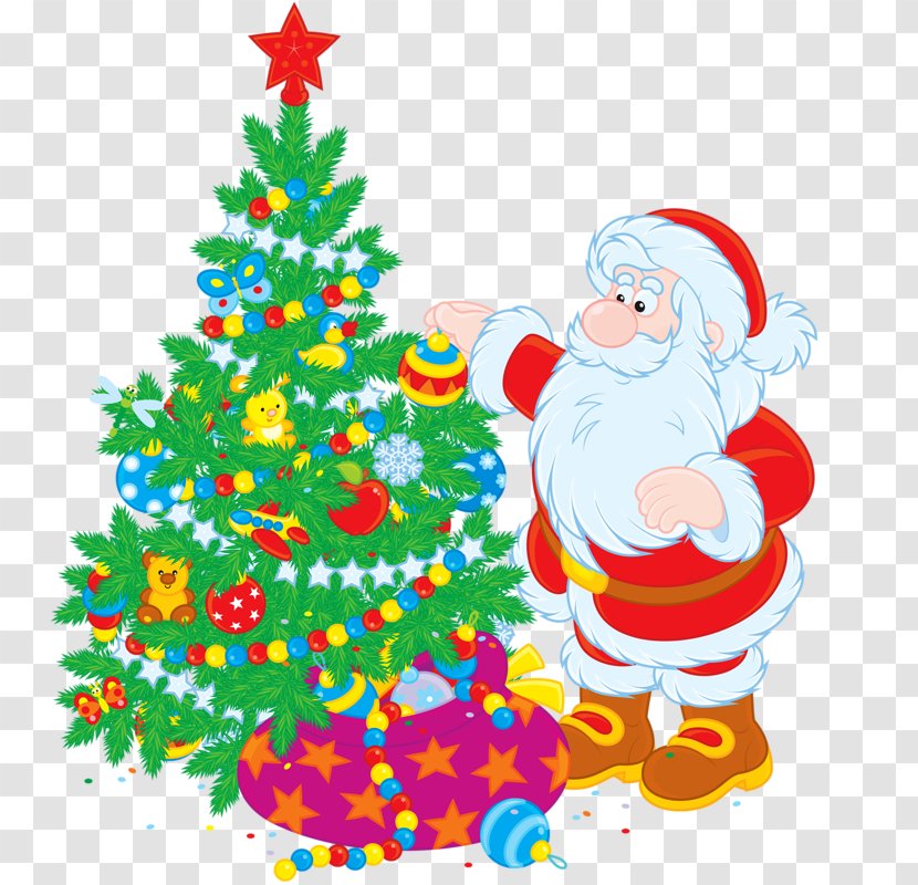 Santa Claus Christmas Tree Illustration - Decor - Decorating A Transparent PNG