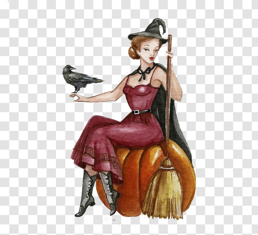 Paper Witchcraft Halloween Boszorkxe1ny - Tree - Witch Sitting On Pumpkin Transparent PNG