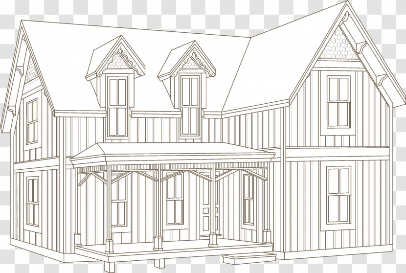 Victorian Architecture Folk House - Facade - Greek Architectural Pillars Decorated Background Transparent PNG