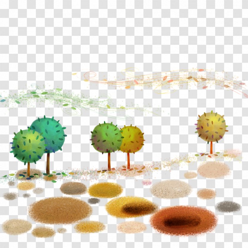 Cartoon Drawing Childhood Illustration - Child - Color Floating Balls Trees And Sand Transparent PNG