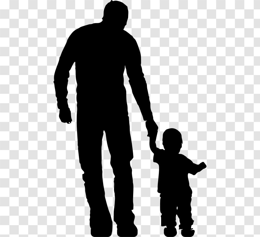 Father Silhouette Drawing Child Clip Art - Black Transparent PNG