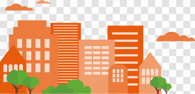Vector Graphics Building Television Cartoon - Orange - Cute Construction Transparent PNG