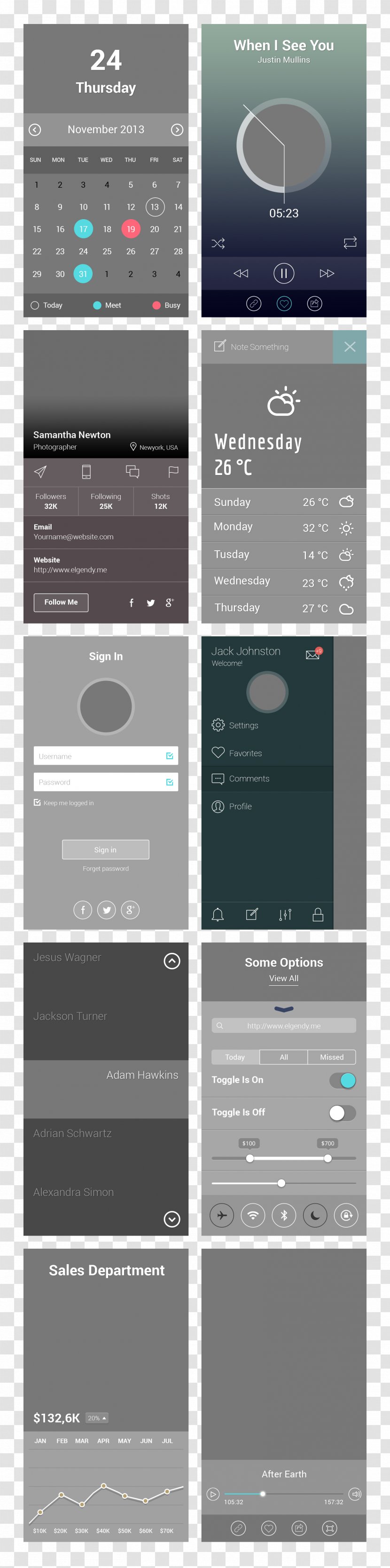 UI Control Toolkit Gray - Screenshot - User Interface Design Transparent PNG