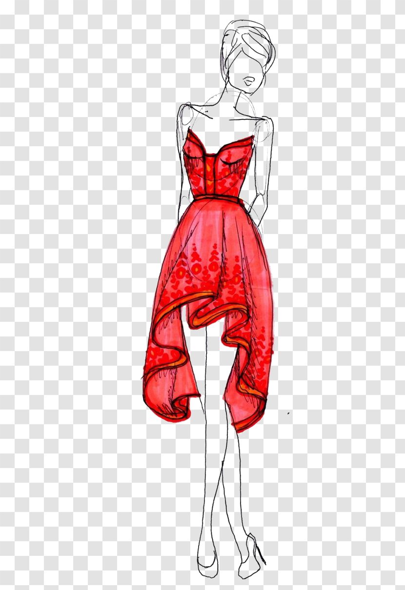 Fashion Illustration Drawing Dress Sketch - Heart - Woman Transparent PNG