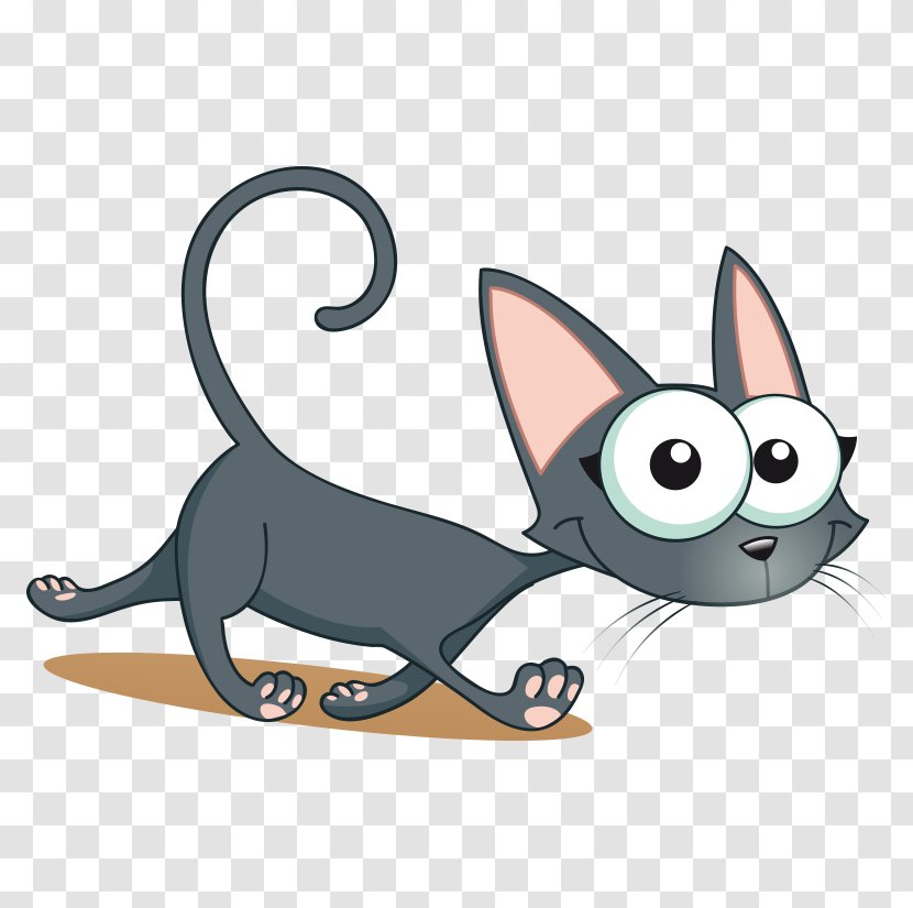 Cat Kitten Drawing - Carnivoran - Hand-painted Cartoon Cute Walk Transparent PNG