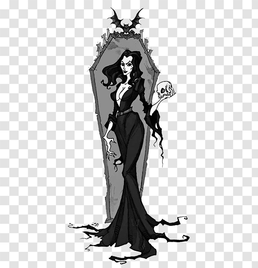 Morticia Addams Wednesday Drawing Art Photography - Monochrome - Vampire Transparent PNG