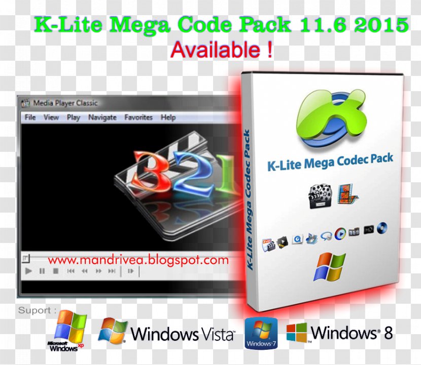 K-Lite Codec Pack DirectShow Windows Media Player Video For - Computer Software Transparent PNG
