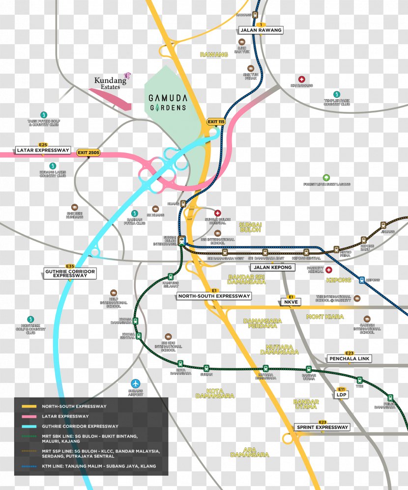 Garden House Sungai Buloh Courtyard Gamuda Berhad - Area - Kuala Lumpur Map Transparent PNG