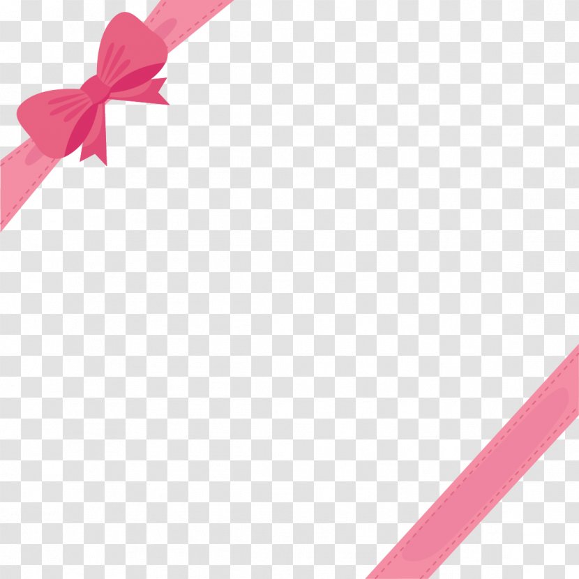 Pink Ribbon - Cute Bow Border Transparent PNG