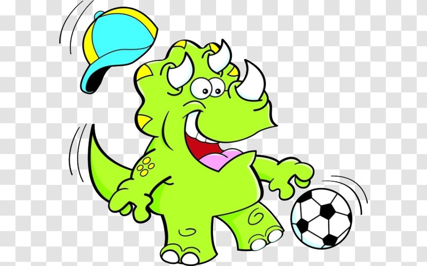 Triceratops Dinosaur Football Clip Art - Ball - Cartoon Rhino Kicks Transparent PNG