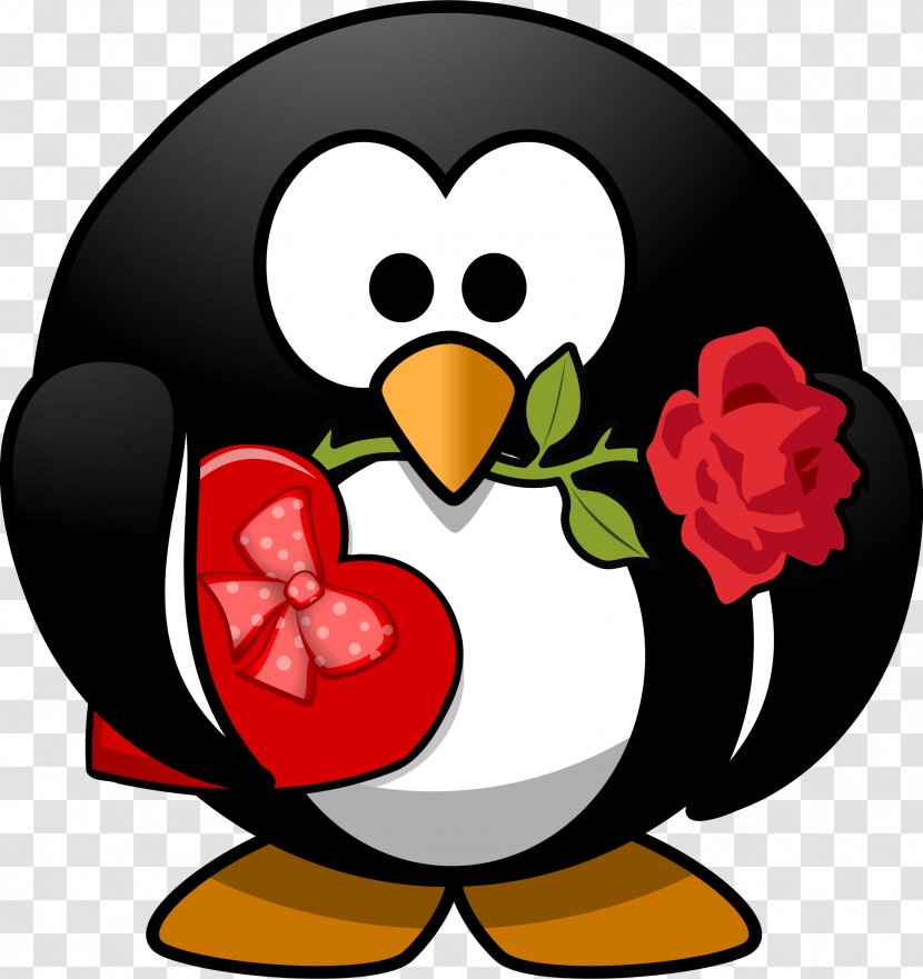 Penguin Valentines Day Gift Clip Art - Cartoon - Friendly Valentine Cliparts Transparent PNG