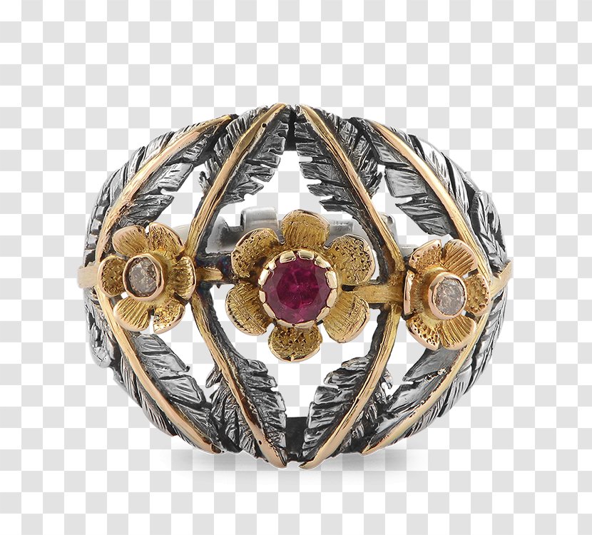 Earring Ruby Gemstone Tourmaline - Tanzanite - Gold And Flower Ring With Diamonds Transparent PNG