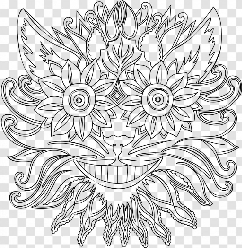 Cheshire Cat Line Art Drawing Abstract - Fictional Character - Design Transparent PNG