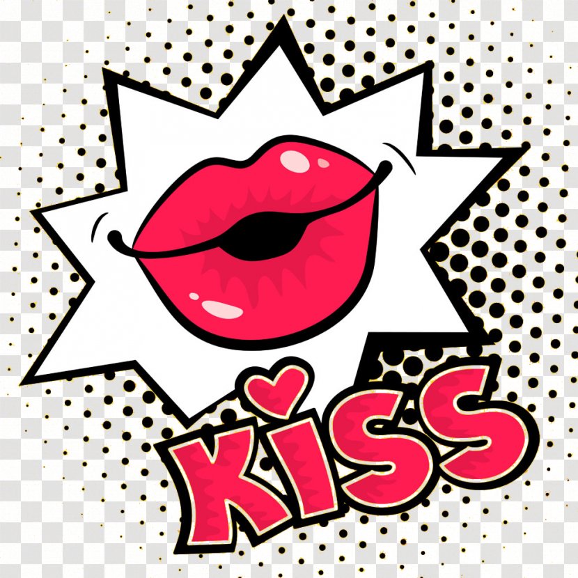 Kiss Comics Lip Illustration - Frame - Vector Lips Transparent PNG