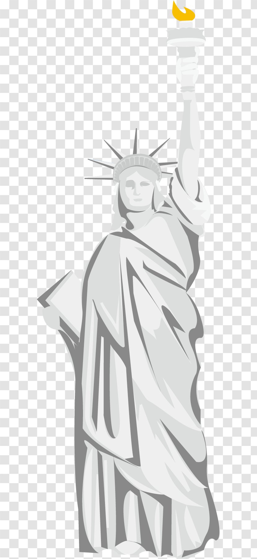 Statue Of Liberty Black And White - Fictional Character Transparent PNG