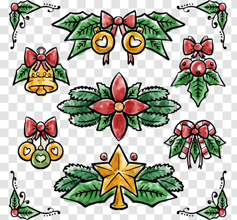 Watercolor Painting Christmas - Motif - Decorative Hand-painted Transparent PNG