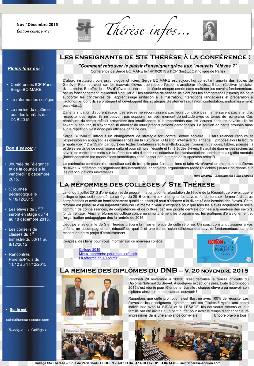 Newspaper Font - Media - Sainte Therese De Lisieux Transparent PNG
