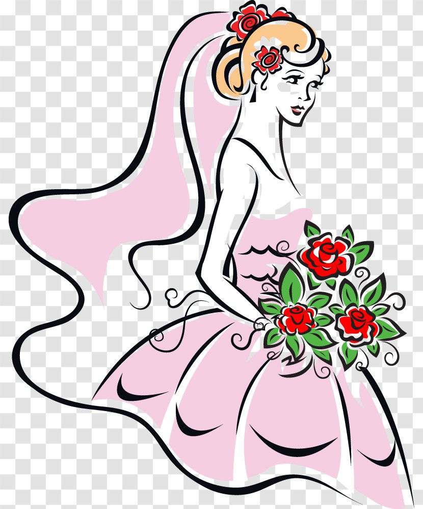 Wedding Invitation Bride Dress - Heart - Pink Transparent PNG